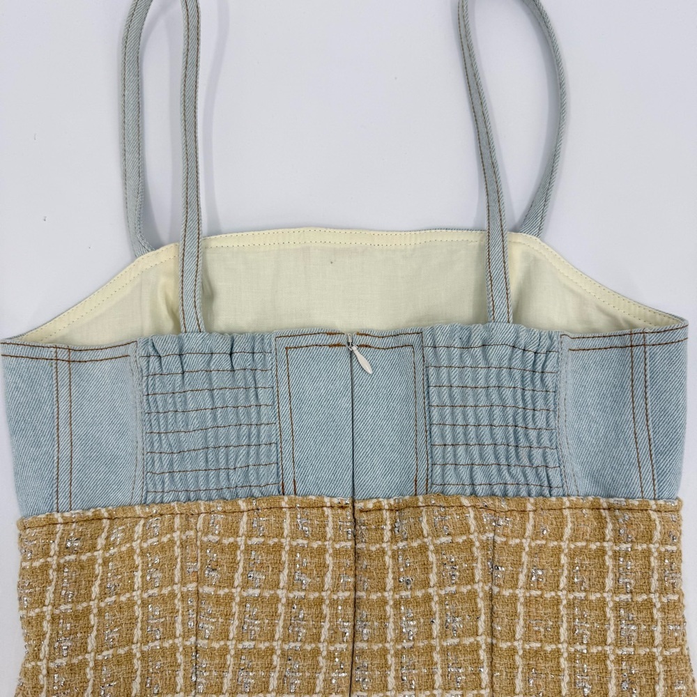 Sandro Two-Tone Mini Dress in Light Blue and Beige - Picture 12 of 16